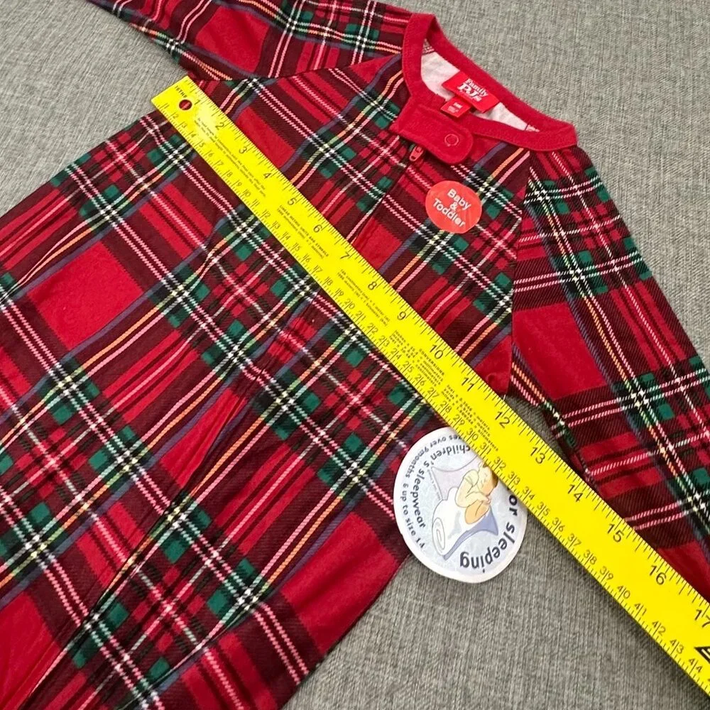 NEW! Baby‎ Family PJ'S Macy's Plaid  Red Green 24 Months Footed One Piece
